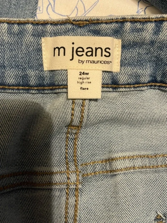 Women’s Light Blue Distressed Flare Jeans - Picture 5 of 5